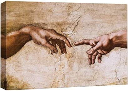 Michelangelo's Creation of Adam hands detail