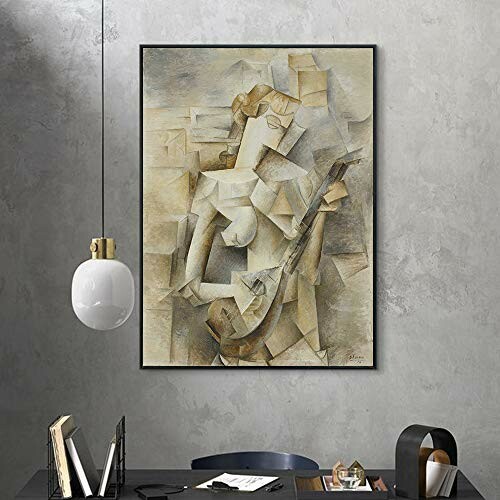 INVIN ART Framed Canvas Girl With A Mandolin