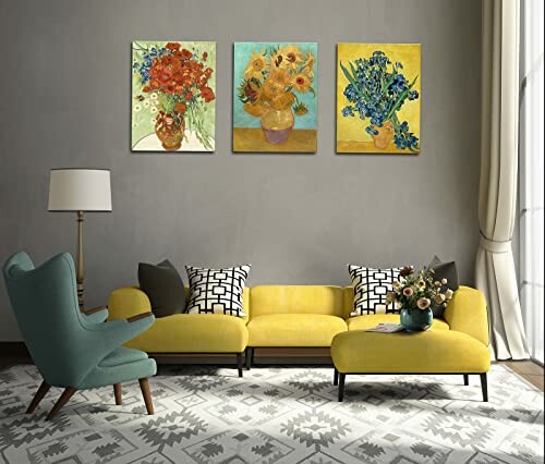 OKEXCKK Sunflowers and Irises Wall Art